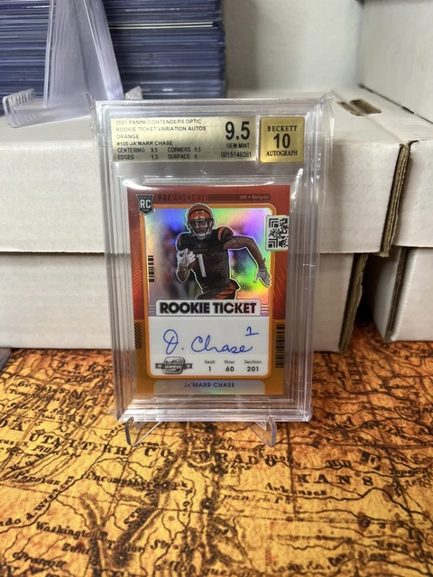 Jamarr Chase 2021 Contenders Optic Rookie Orange /20 RC 9.5/10 Auto
