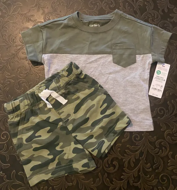 Baby Infant Toddler Boy 9 Month T Shirt Short Set Camo Hunter New - Carter’s