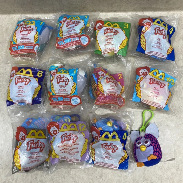 MCDONALDS HAPPY MEAL Furby Plush Keychain Clips Toys Lot of 12 30.00