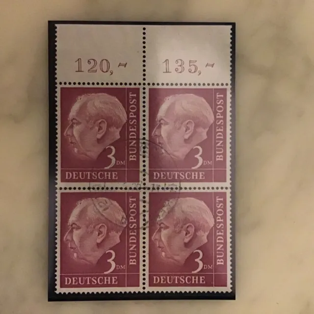 Briefmarken Bundesrepublik Deutschland Mi Nr 196 Viererblock Oberrand Gestempelt