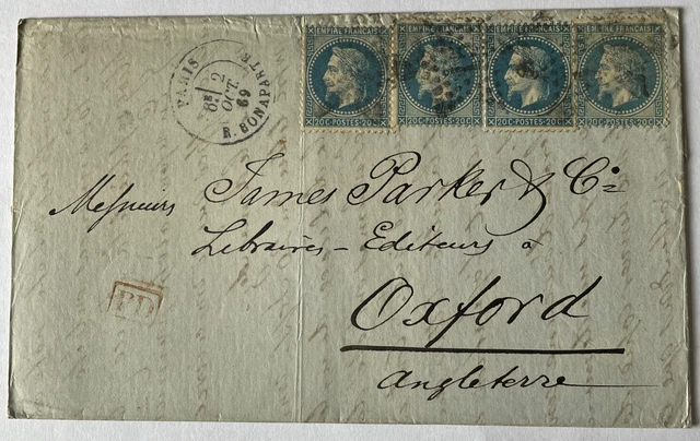 France 19th Century 1869 Cover. Great Postmark, Stamps & Cancels. Very Fine.