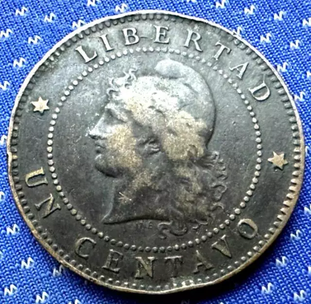 1891 Argentina 1 Centavo Circulated RARE ( 605 K Minted )    #ZL135