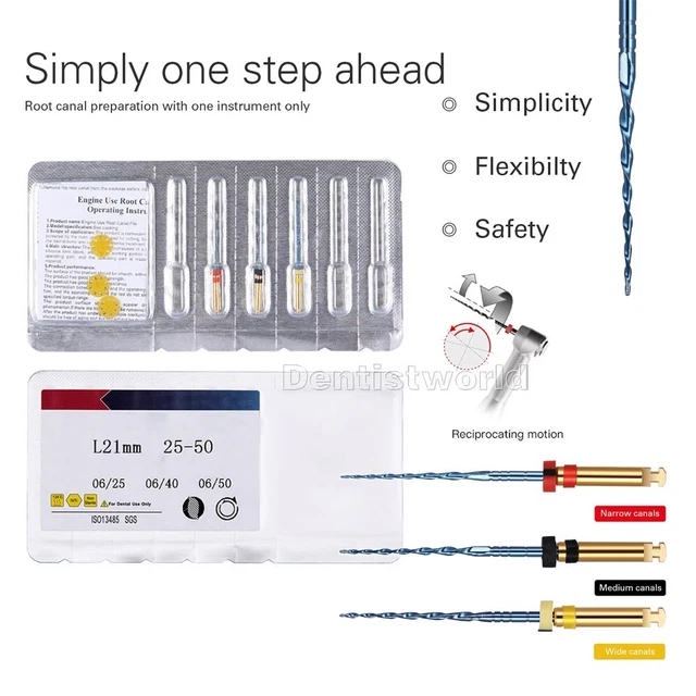 thumbnail image 2 of 3-Pack Dental One File Niti Endo Rotary Files - Reciprocating Heat Activated R25/40/50 25mm 2 of 3