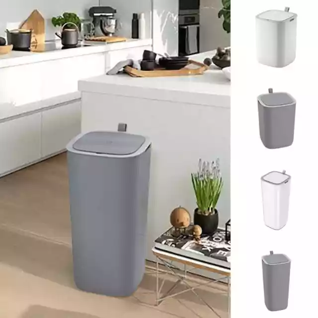 EKO Cubo de Basura con Sensor Morandi Smart 12/30 L Papelera Cocina Blanco/Gris