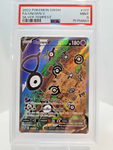 2022 Pokemon Full Art Unown V Silver Tempest PSA 9