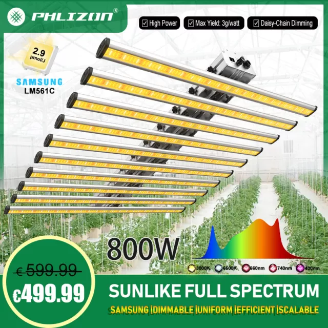 Phlizon 8000W with Samsung LED Grow Lights Detachable Bar for 6.5x6ft Veg Flower