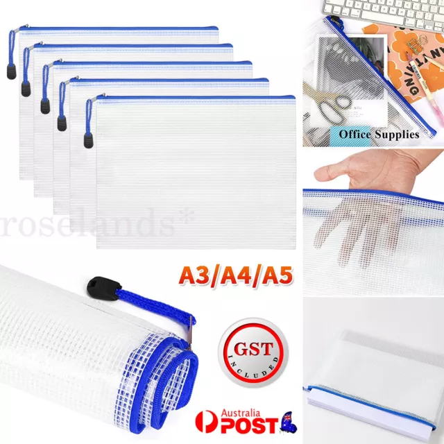 2/10 Pack Mesh Zipper Pouch Document Bag A3 A4 A5 Size Zipper Bag File Folders