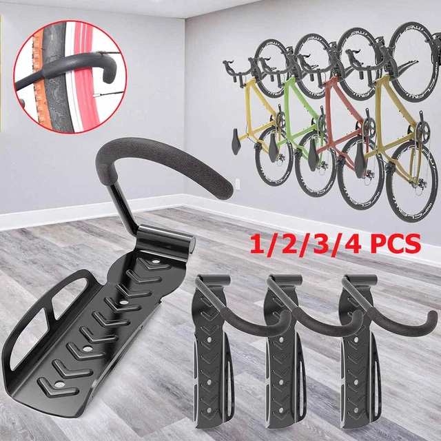 1-4pc Bike Rack Wall Mount Hooks Bicycle Vertical Storage Hanger Garage Stander