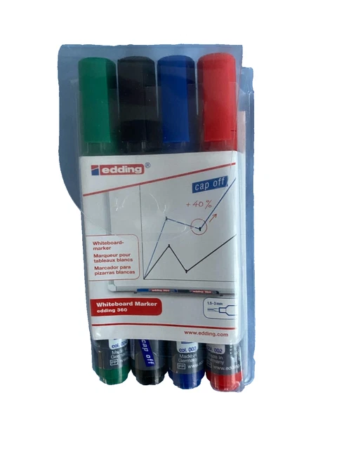 edding 360 Whiteboardmarker Set - bunte Farben - 4 Whiteboard Stifte - Rundspitz