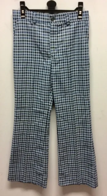 Pantaloni a scacchi blu anni '70 St Michael Boys W26 L26