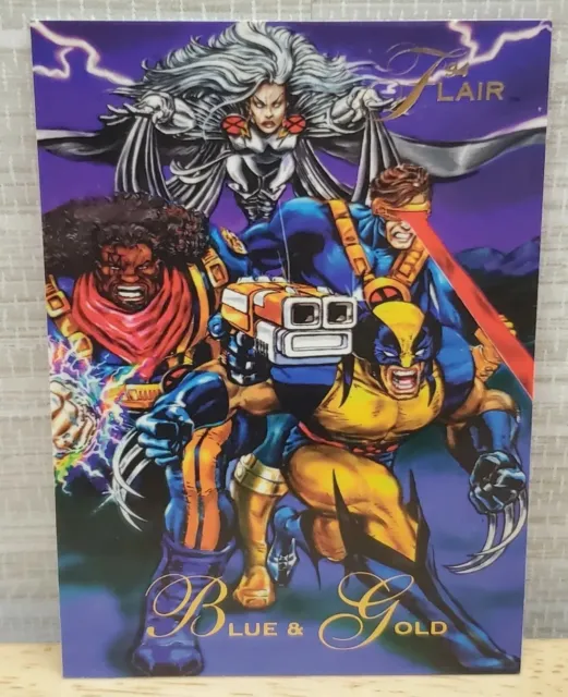 1994 Flair Marvel Annual Base Card #84 Two Teams Of X-Men Blue & Gold Crisp
