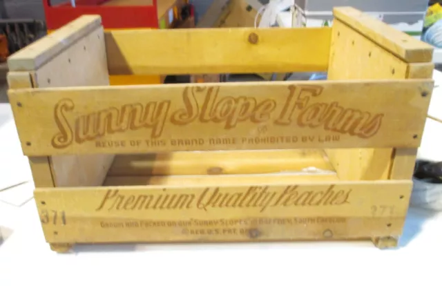 Vintage Wooden Sunny Slope Peach Crates 14" x 20" x 11-1/2" With Original Labels