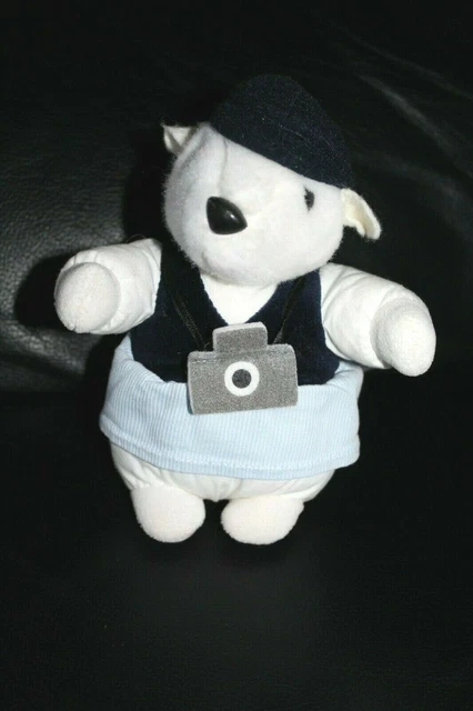 Doudou Peluche Ecureuil Blanc Bleu Rayures appareil Photo Tartine Et Chocolat