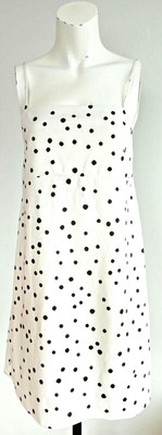 Zara Trafaluc white with black polka dots strappy bandeau dress UK size M