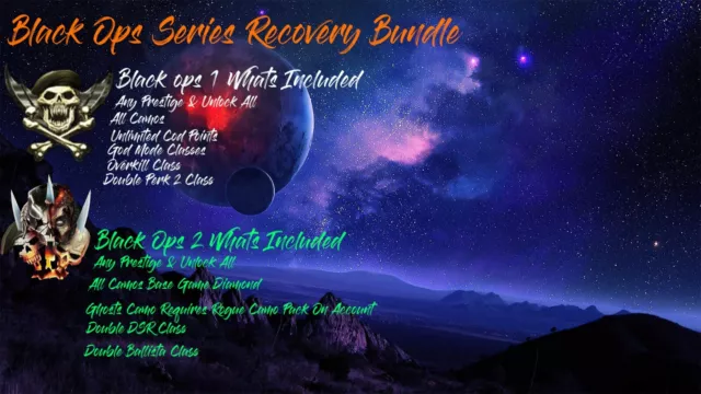 Black Ops 1 & 2 Recovery Package Unlock All & Max rank- All Xbox Consoles