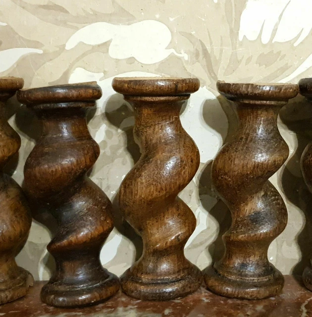 8 Barley twist turned spindle Column Antique french oak architectural salvage 4" 5