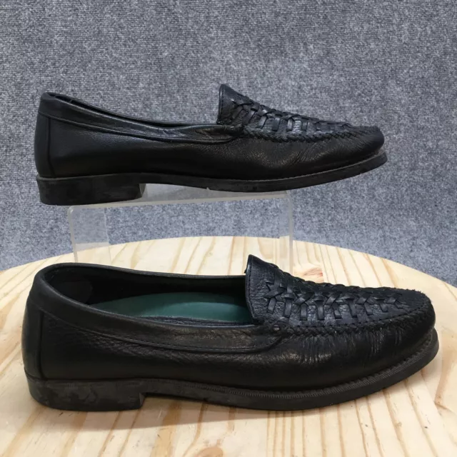 Dexter Shoes Mens 10.5M Loafers Black Leather Woven Casual Slip On Comfort Flats