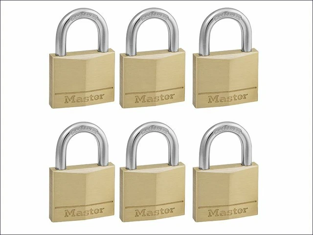 Master Lock Cadenas en laiton massif de 40 mm à 4 broches - À clé identique x 6