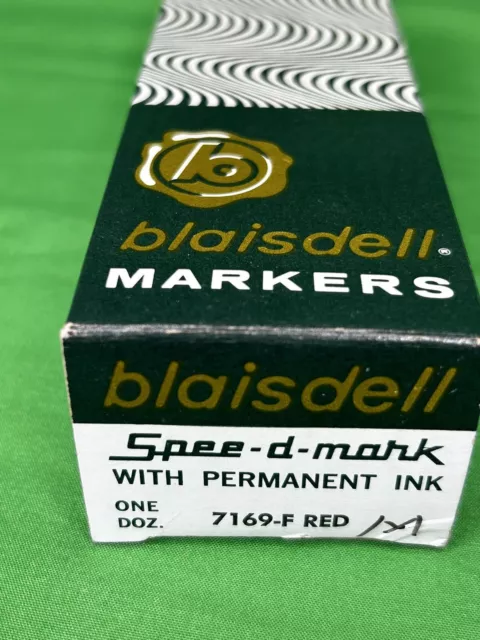 SPEE-D-MARK PERMANENT INK MARKER 7169-F Red BLAISDELL Box (12 Markers) Vintage