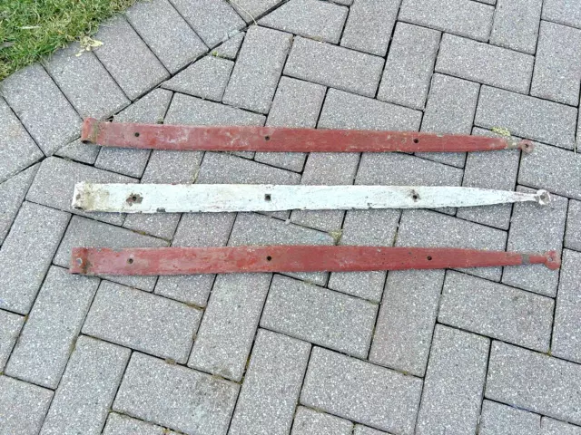 Antique Vintage Cast Iron 3 Barn Strap Hinges