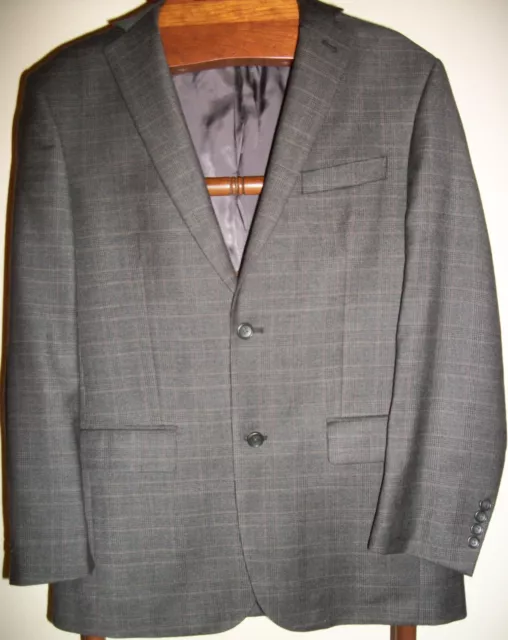 JOS A BANK Signature Tailored Fit Wool Sport Coat Plaid Dark Taupe Brown 40 L