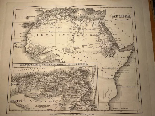 Ägypten Arabia Africa Sinai 1839 Antike Karte Landkarte Kupferstich Stahlstich