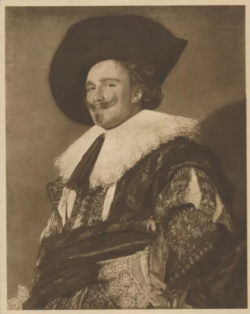 Original 120+ Jahre alt antik FRANS HALS Kunstdruck Porträt DER LACHENDE RITTER