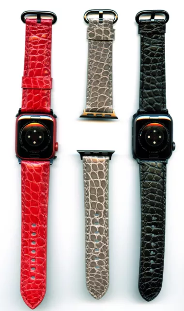 Genuine Alligator Strap For Apple Watches - Large And Small 3 Colors