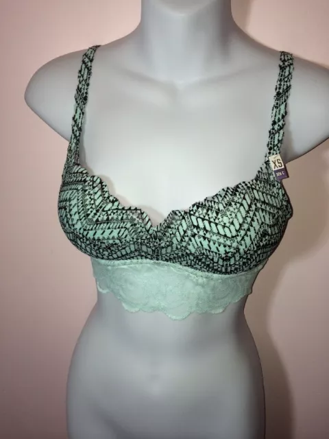 NWT Victorias Secret PINK Push Up Padded Bralette Mint Green Aztec Print Size XS