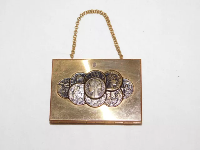 Vintage Mini Brass Metal Roman Coins Coin Holder Purse