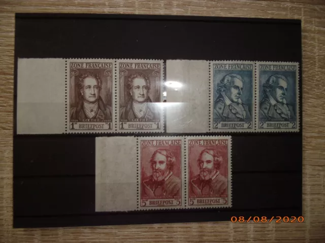Briefmarken Französische Zone Paare Postfrisch