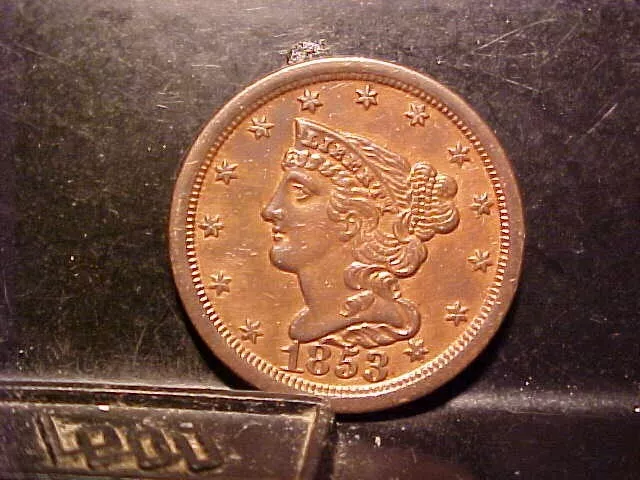 1853 U S Half Cent Red & Brown Uncirculated  Ms