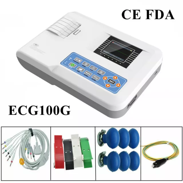 CE&FDA ECG100G Single Channel 12 Lead ECG/EKG Machine Electrocardiograph,Printer
