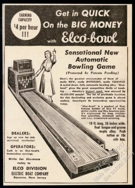 1949 ELCO BOWL coin-op arcade bowling game machine pic vintage trade ...