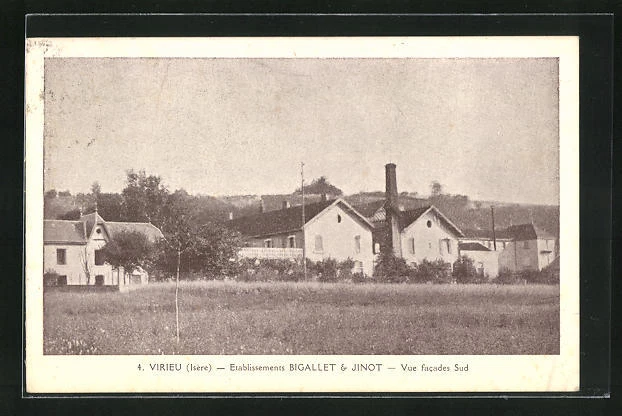 CPA Virieu, Etablissements Bigallet & Jinot, Vue facades Sud 1931