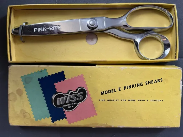 WISS Model E Pinking Shears Newark N.J. U.S.A. Pink-Rite W/Original Box Vintage