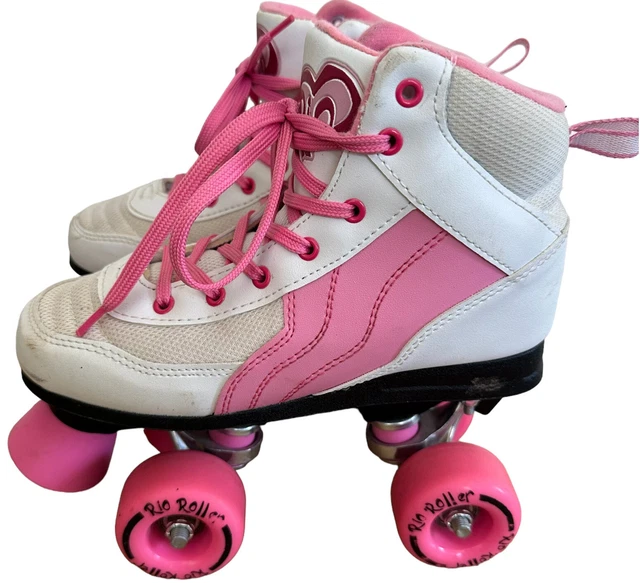 Rio Roller Pure Retro Quad Skate Pink White Roller Skates - Size UK 3 EU 35.5