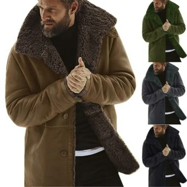 Men's Winter Thick Warmer Jacket Coat Outwear Fleece Fur Liner Parka Overcoat