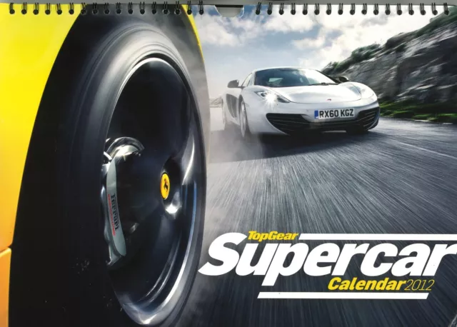 Calendario de superdeportivos BBC Top Gear 2012, autos de carreras, Ferrari 458, McLaren MP4-12C