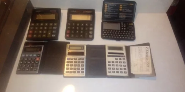 Vintage Calculators / Data Bank Lot of 6 Casio Sharp Texas Instruments