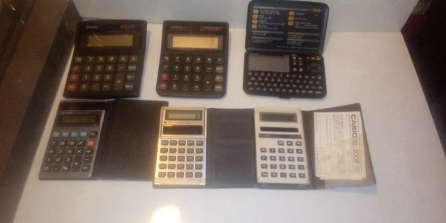 Vintage Calculators / Data Bank Lot of 6 Casio Sharp Texas Instruments