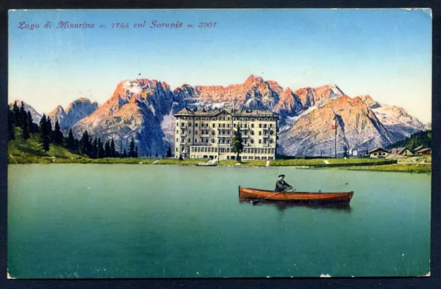 e297   CARTOLINA  LAGO DI MISURINA COL SORAPIS 1926++++++