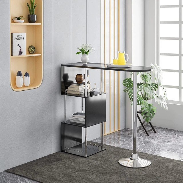 Tavolo Da Bar WOLTU 113x40x105 Cm - Con Portabottiglie, 3 Ripiani - Bianco, MDF E Metallo - Foto 12