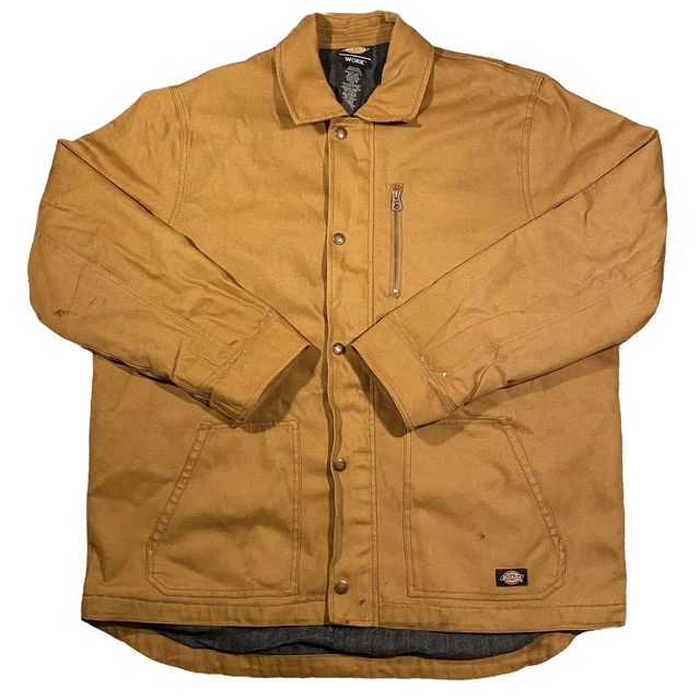 Dickies Work Men’s Distressed Brown Blanket Lined Canvas Work Jacket Sz XL