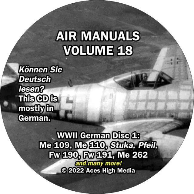 WWII German Flight manuals on CD Me109 Me110 Me262 Stuka Fw58 and many more!