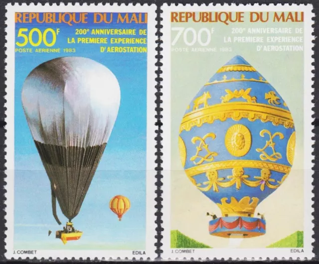 Mali 1983 Montgolfier Chaud Air Ballon Aviation Avion 2v set MNH