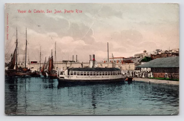 c1905 Catañ & Bayamon Ferry Shipyard San Juan Puerto Rico Antique Postcard
