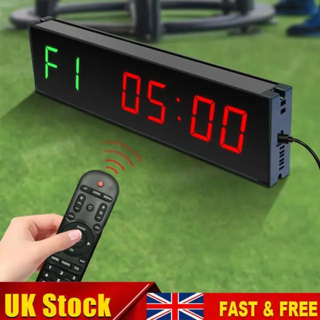 LED Interval Timer Wall Mounted Down/Up Clock Stopwatch for Competition Training