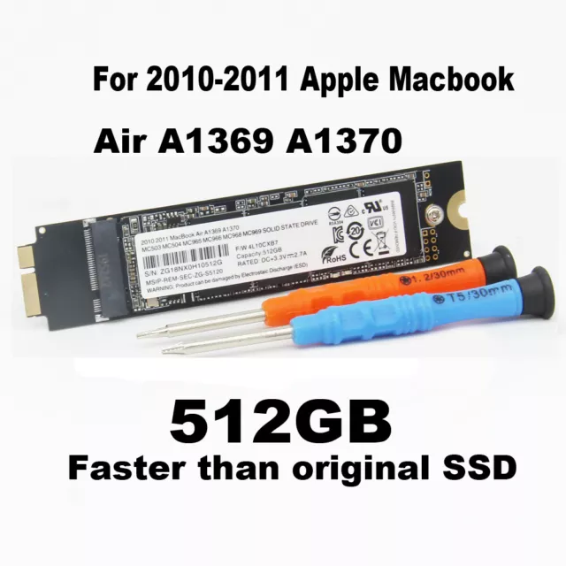 512GB SSD Solid State for 11" & 13" MacBook Air Late 2010 Mid 2011 /A1370 A1369