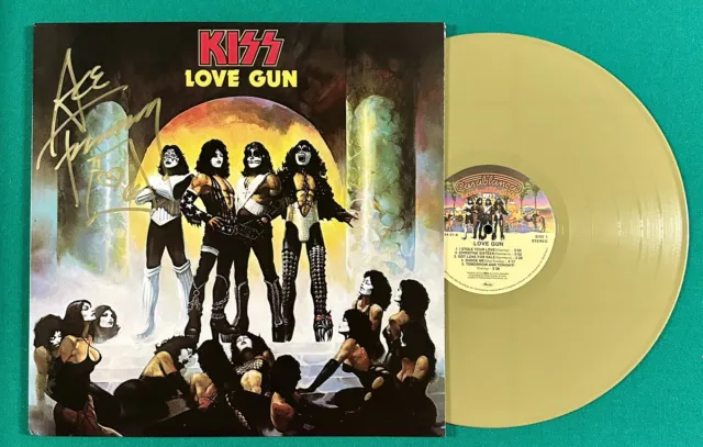 KISS Love Gun Album Lp  45th Anniversary: Gold vinyl Signed By Ace Frehley